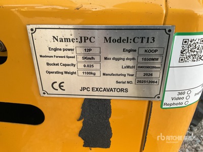 2025 JPC CT13 Mini Excavadora (Unused)