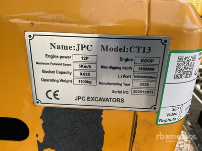 2025 JPC CT13 Mini Excavadora (Unused)
