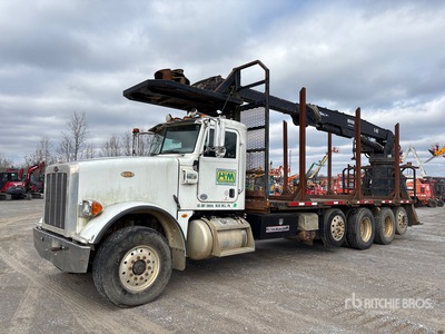 Hood Loaders S-182 Articulated Boom on 2015 Peterbilt 367 10x4 Flatbed Truck with Crane