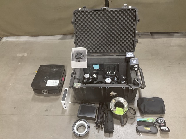 (3) Consoles, (1) Media Kit, (1) Projector & Assorted Items (3) Consoles, (1) Media Kit, (1) Projector & Assorted Items