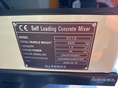 2026 HJ POWER XY-1.8 Self Loading Concrete Mixer All Terrain Mixer (Unused)