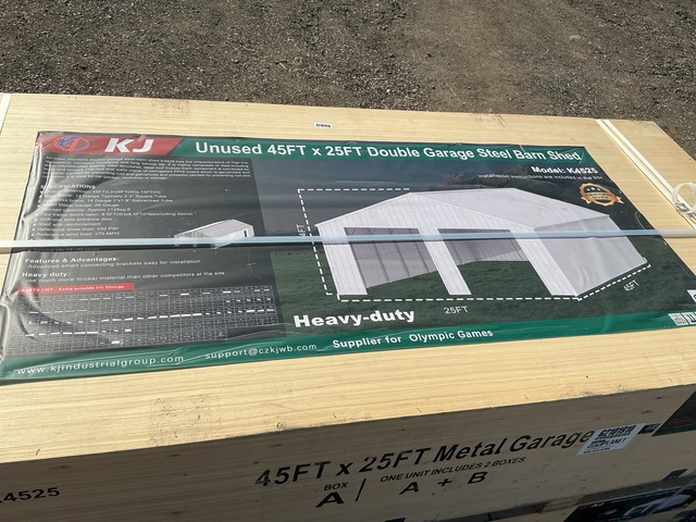 KJ K4525 Double Garage Steel Barn Shed - Unused