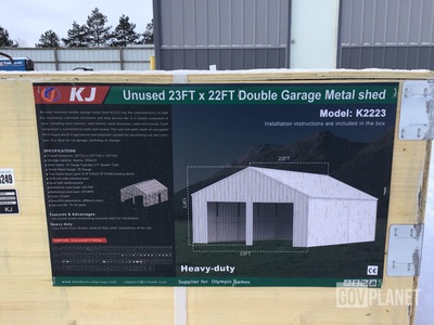 KJ K2223 Double Garage Metal Shed - Unused