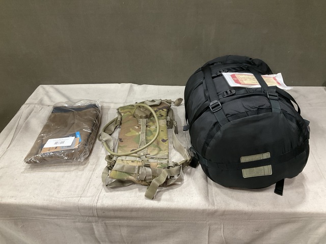 (5) Sleep Systems, (37) Pairs of Pants (23) Hydration Carriers & Assorted Items