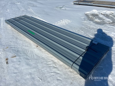 Quantity of (150) 12ft X 3ft Sheets Grey Steel Siding Roofing (Unused)