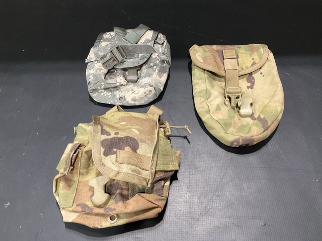 (61) Entrenching Carriers, (77) Canteens, (7) Entrenching Tools & Assorted Items