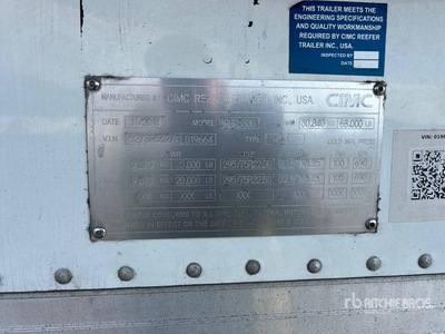 2019 CIMC 1RBR5305 53 ft x 102 in T/A Refrigerated Trailer