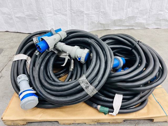 Quantity of (7) 60 Amp Pin & Sleeve Power Cables (Unused)
