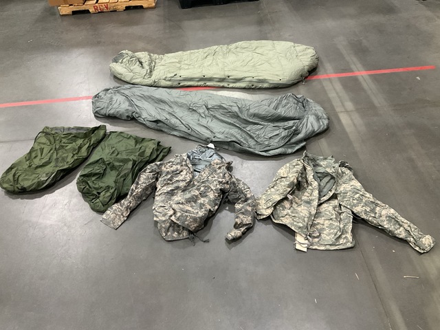 (18) Cold Weather Parkas, (12) Modular Sleeping Bags & Assorted Items