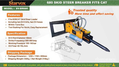 2025 STARVOX SV-BR680 Skid Steer Breaker (Unused)