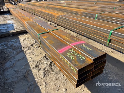 Quantity of (8) 2025 Kit Containers 1/4 in Wall 2 in x 6 in x 26 ft Steel Tubing (Unused)