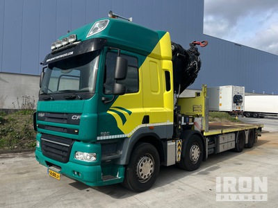 HMF 6020/8520 11500 kg Knuckle Boom on 2012 DAF CF85.460 8x4 Twin-Steer Sleeper Table Top Truck w/Crane