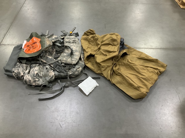 (2) Bivy Covers, (2) Large Field Pack Sets, (5) Rear Sites & Assorted Items