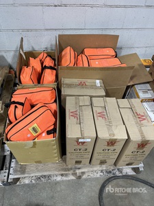 Quantity of (36) Fall Protection Harnesses and (40) Rolls of Caution Tape Varios. Industrial