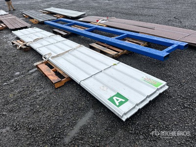 Quantity of (70) White Metal Roof Panels Divers