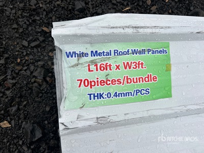 Quantity of (70) Grey Metal Roof Panels (Unused)