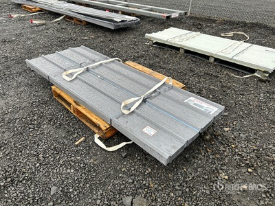 Quantity of (70) Grey Metal Roof Panels Divers