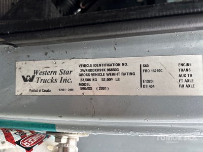 2001 Western Star 5964S 6x4 تراكتور شاحنة كابينة النوم (ثنائية المحور) (Inoperable)
