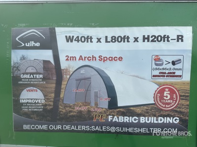 2026 Suihe S408020R-300gPE 40 ft x 80 ft x 20 ft Bâtiment d'entreposage (Unused)