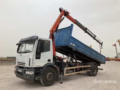 2007 Palfinger PK9501 Articulated Boom on 2008 Iveco Eurocargo 180E28 4x2 Dump Truck with Crane