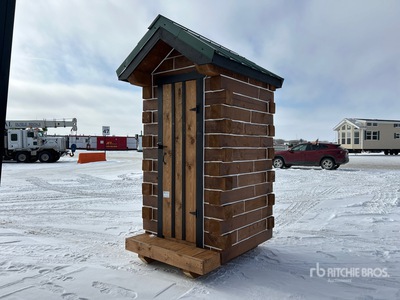 4 ft x 4 ft Skid-Mounted Log Outhouse (Unused)