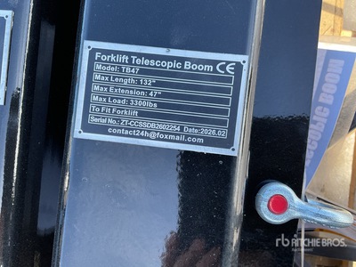 2026 GIYI GY-TB47 3300 lb Forklift Extendable Boom (Unused)