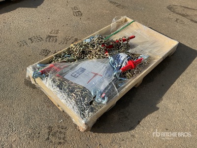 Quantity of (5) Greatbear 5400 lb Ratchet Binder and Qty of (10) 5/16 in 20 ft G 70 Chain ورش و مخازن متنوعة (Unused)