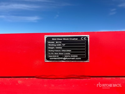 2026 GIYI GY-BC72 72 in Skid Steer Block Crusher (Unused)