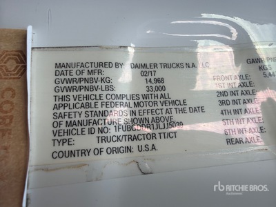 2018 Freightliner Cascadia 125 Tracteur Routier