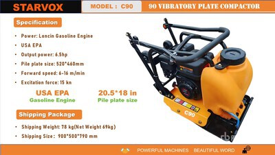 2025 STARVOX C90 Vibratory Plate Compactor (Unused)