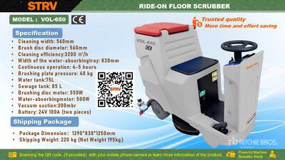 2025 STARVOX VOL-650 Ride-On Electric Floor Scrubber (Unused)