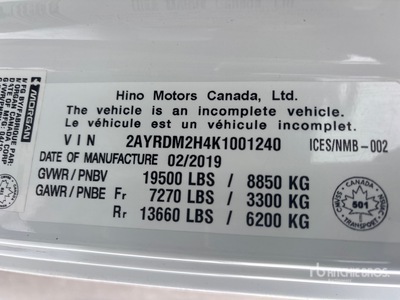 2019 Hino 195 4x2 Autocarro furgonato