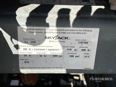 2018 Skyjack SJ6826 RT 4x4 Dual Fuel シザーリフト