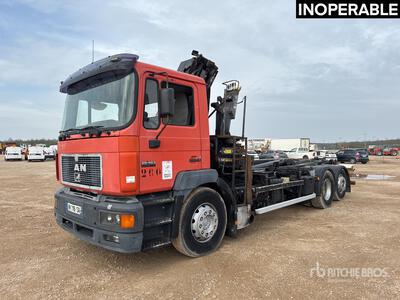1994 MAN 26.463 6x2 Polybenne Grue Palfinger PK10500 3940kg 1997 Abroll-Lkw (Inoperable)