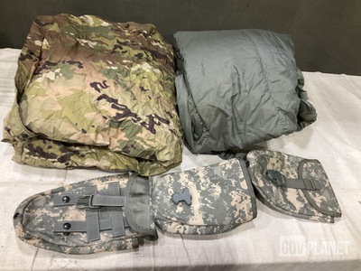 (125) Entrenching Tool Carriers, (10) Tarpaulins & Assorted Items