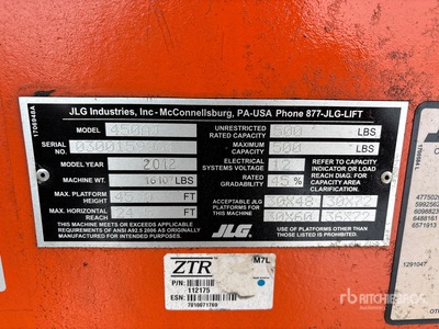 2012 JLG 450AJ Series II 2WD Diesel Nacelle articulée