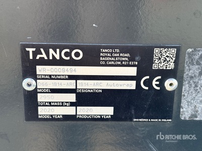 2020 Tanco 1814ARC 7 ft 9 in x 6 ft Tow-Behind Hydraulic Enrubanneuse de balles