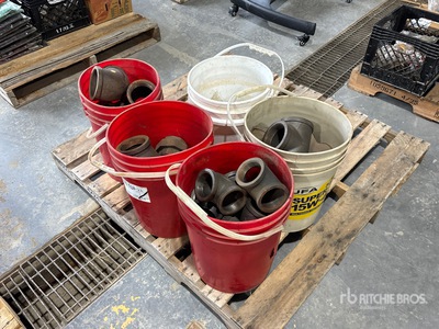 Quantity of (5) Pails 3/4 in pipe fittings Fittings