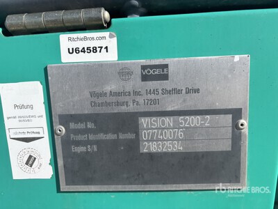 2010 Vogele Vision 5200-2 Asphalt Paver