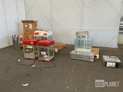 (1) Humidity Cabinet, (1) Bun Warmer, (2) Popcorn Machines & Assorted Items