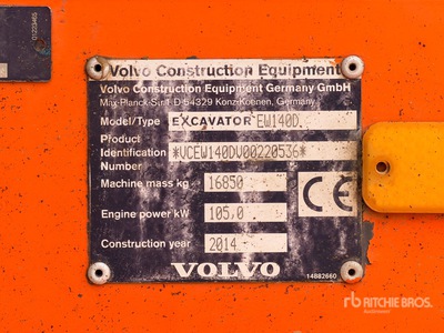 2014 Volvo EW140D Pelle Sur Pneus を見 Wheel Excavator