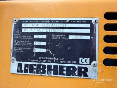2011 Liebherr R934C Litronic Pelle Sur Chenilles Tracked Excavator