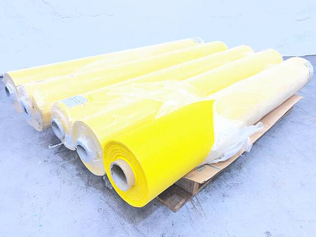 Quantity of (5) Rolls 60 in x 100 yd Yellow Mesh Webbing (Unused)
