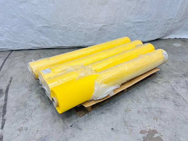 Quantity of (4) Rolls 60 in x 100 yd Yellow Mesh Webbing (Unused)