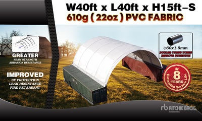 2026 suhivelee C404015S-610gPVC 40 ft x 40 ft x 15 ft Schronienie na Kontenerach (Unused)