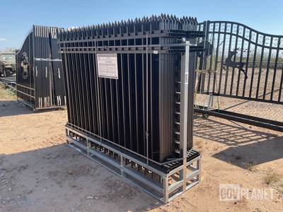 (22) Pieces of Powder Coated Steel Fence w/(23) Post Connectors - Unused