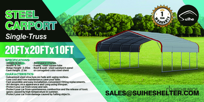 Suihe 20 ft x 20 ft Steel Carport (Unused)