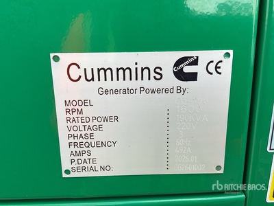 2026 Cummims CG190 190 kVA Skid-Mounted Generator set 190KVA Groupe électrogène