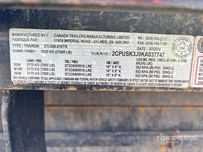 2019 Canada Trailers 21000 lb 26 ft Tri/A Tilt Deck Trailer