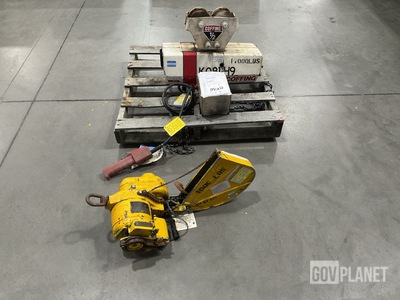 (1) Coffin ½-Ton Chain Hoist & (1) Budgit ½-Ton Electric Hoist